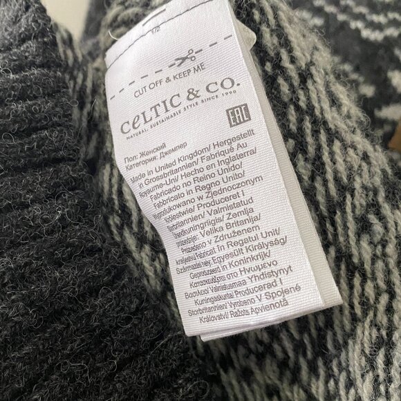 NWT Celtic & Co. Fair Isle Stripe Funnel Neck Sweater Charcoal - Picture 13 of 16